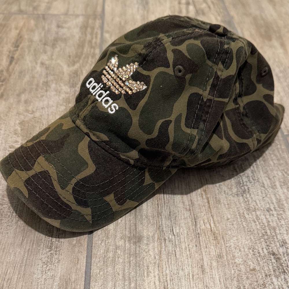 adidas Camouflage Baseball Cap with Gold Crystal Trefoil